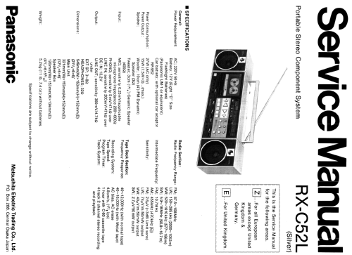 Portable Stereo Component System RX-C52L; Panasonic, (ID = 1873771) Radio