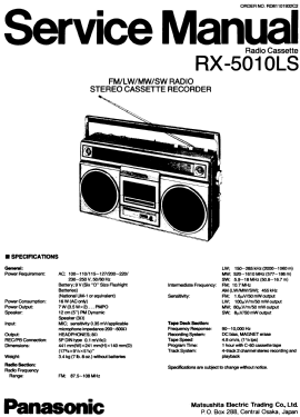 Radio Stereo Cassette Recorder RX-5010LS; Panasonic, (ID = 2731833) Radio