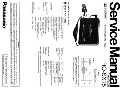 Stereo Cassette Player RQ-SX 15; Panasonic, (ID = 2084410) R-Player