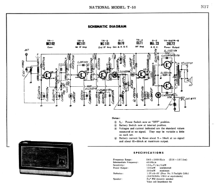 Super Sensitive 6 Transistor Portable Radio T-50; Panasonic, (ID = 1684557) Radio