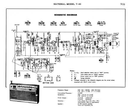 National 2 Band 8 Transistor T-60; Panasonic, (ID = 1684563) Radio