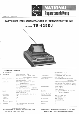 TR-425 EU; Panasonic, (ID = 2722520) TV Radio