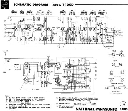 National Panasonic World-Wide 4-Band 9-Transistor T-100D; Panasonic, (ID = 493044) Radio