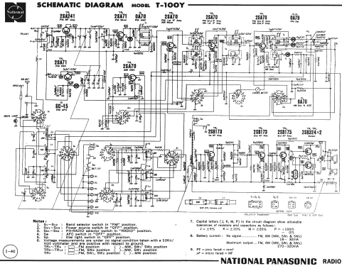 National Panasonic World-Wide FM-AM 4-Band 12-Transistor T-100Y; Panasonic, (ID = 493046) Radio