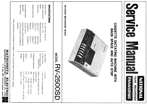 Cassette Dictating Machine RV-2500SD; Panasonic, (ID = 1499607) Ton-Bild