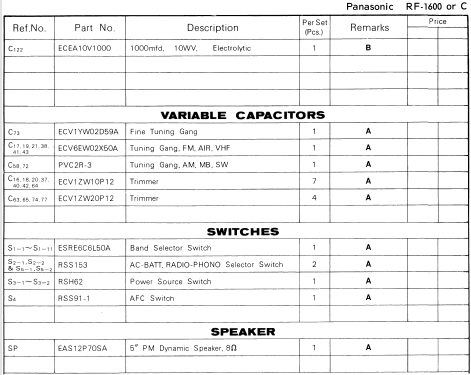 RF-1600; Panasonic, (ID = 889700) Radio