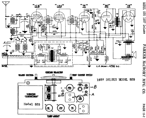 DeLuxe 525 1937; Parker McCrory Mfg. (ID = 443325) Car Radio