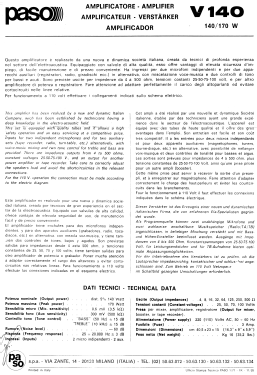 Amplifier V140; PASO S.p.A.; Lainate (ID = 2921778) Ampl/Mixer
