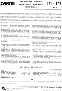 Transistor Amplifier T42; PASO S.p.A.; Lainate (ID = 2921179) Ampl/Mixer