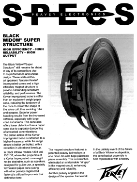 Black Widow 1201; Peavey Electronics, (ID = 2756140) Speaker-P