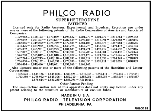 18H ; Philco, Philadelphia (ID = 3031176) Radio