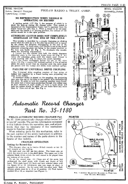 35-1180 Automatic Record Changer; Philco, Philadelphia (ID = 2871737) R-Player