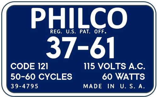 37-61B ; Philco, Philadelphia (ID = 3063304) Radio