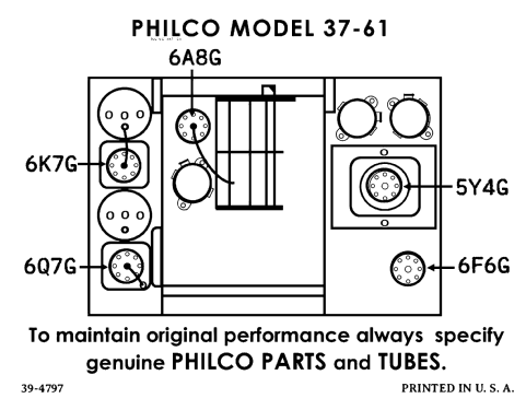 37-61B ; Philco, Philadelphia (ID = 3063305) Radio