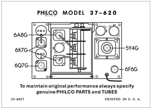 37-620B ; Philco, Philadelphia (ID = 3045851) Radio