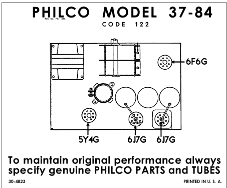 37-84B Code 122; Philco, Philadelphia (ID = 3042508) Radio