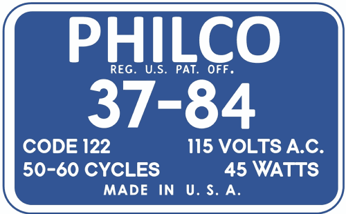 37-84B Code 122; Philco, Philadelphia (ID = 3042505) Radio