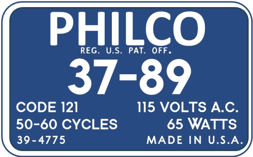 37-89B ; Philco, Philadelphia (ID = 3046094) Radio