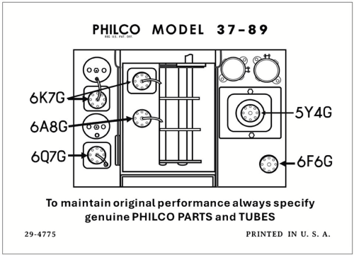 37-89B ; Philco, Philadelphia (ID = 3046095) Radio