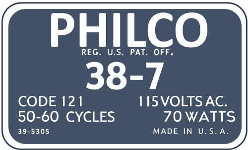 38-7CS ; Philco, Philadelphia (ID = 3040371) Radio