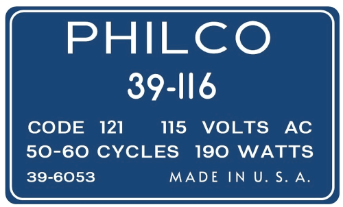 39-116PCX ; Philco, Philadelphia (ID = 3110050) Radio