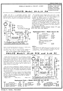 39-31XK ; Philco, Philadelphia (ID = 2871743) Radio