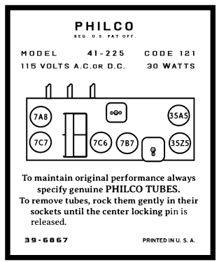 41-225C ; Philco, Philadelphia (ID = 3058489) Radio