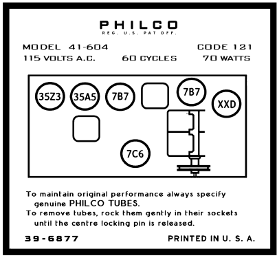 41-604P Radio-Phonograph; Philco, Philadelphia (ID = 3089298) Radio