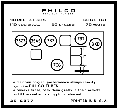 41-605P Radio-Phonograph; Philco, Philadelphia (ID = 3089301) Radio