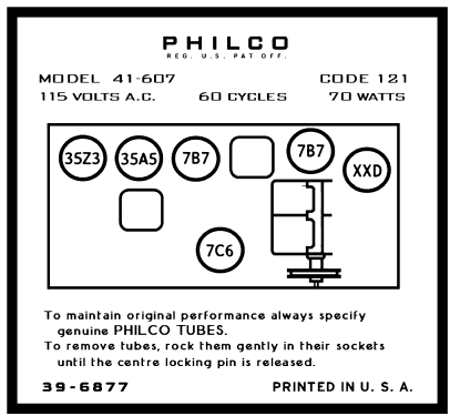 41-607P Radio-Phonograph; Philco, Philadelphia (ID = 3089304) Radio