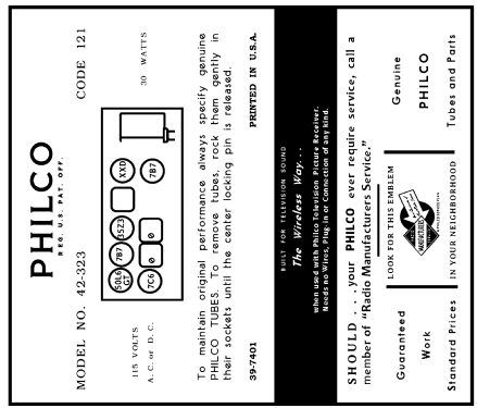 42-323T ; Philco, Philadelphia (ID = 3074550) Radio