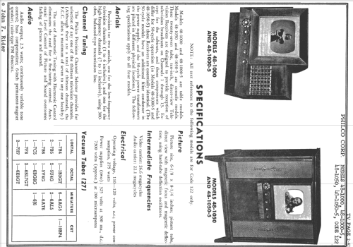 48-1000 code 122; Philco, Philadelphia (ID = 737178) Television