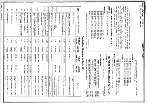 48-1050-5 codes 121 and 125; Philco, Philadelphia (ID = 737140) Television