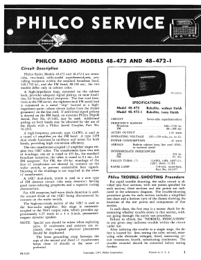 48-472-I ; Philco, Philadelphia (ID = 2914491) Radio