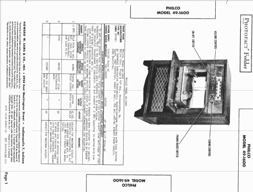 49-1600 ; Philco, Philadelphia (ID = 1429193) Radio