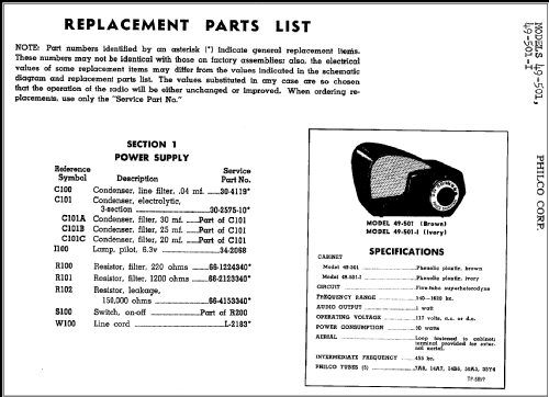 49-501 Boomerang; Philco, Philadelphia (ID = 299283) Radio