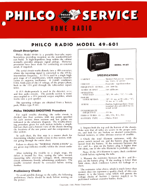 49-601 ; Philco, Philadelphia (ID = 2928603) Radio