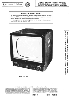 51-T1800 ; Philco, Philadelphia (ID = 2965812) Television