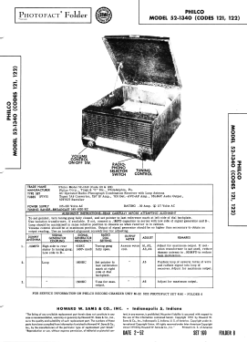 52-1340 Codes 121 and 122; Philco, Philadelphia (ID = 3023659) Radio