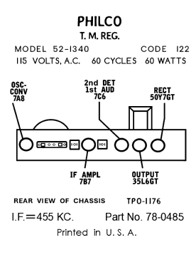 52-1340 Codes 121 and 122; Philco, Philadelphia (ID = 3063314) Radio