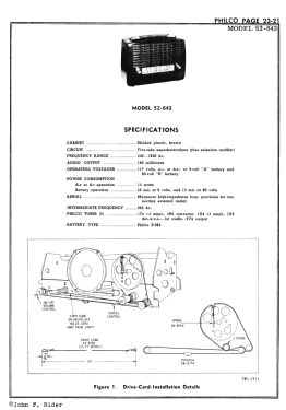 52-643 ; Philco, Philadelphia (ID = 2891353) Radio
