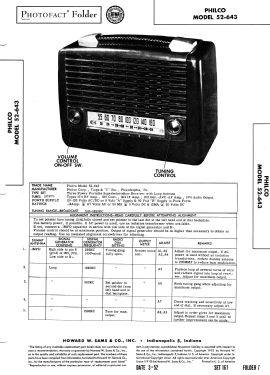 52-643 ; Philco, Philadelphia (ID = 3027187) Radio