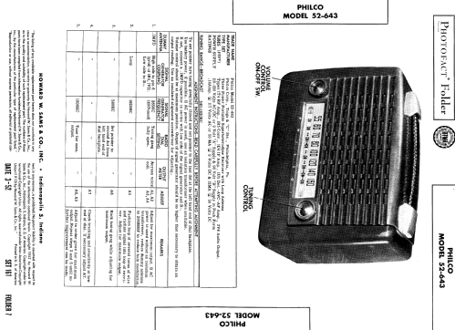 52-643 ; Philco, Philadelphia (ID = 529115) Radio