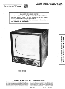 52-T2106 ,, Code 121; Philco, Philadelphia (ID = 3063809) Television