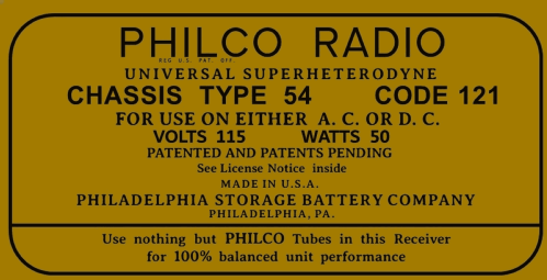 54C 54; Philco, Philadelphia (ID = 3040378) Radio