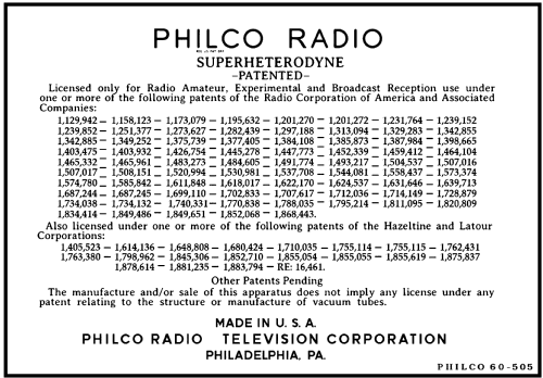 60L ; Philco, Philadelphia (ID = 3031380) Radio