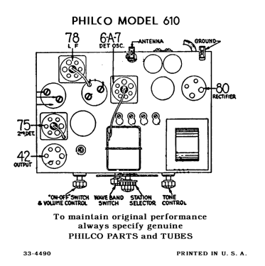 610F ; Philco, Philadelphia (ID = 3122689) Radio