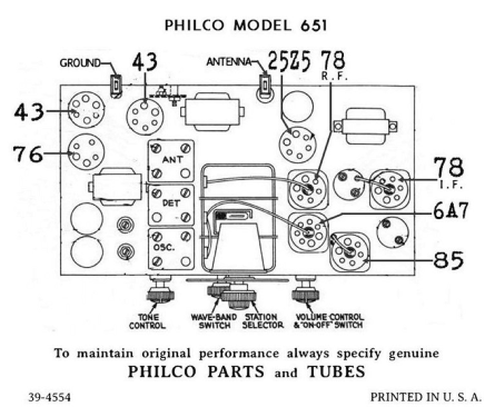 651B ; Philco, Philadelphia (ID = 3100915) Radio