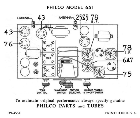 651B ; Philco, Philadelphia (ID = 3100917) Radio