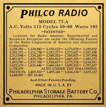 77A Console; Philco, Philadelphia (ID = 3031398) Radio